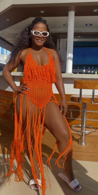 Orange Knitte One Piece